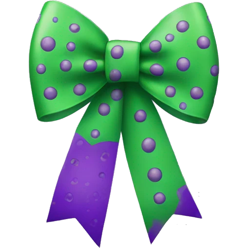 green bow with purple dots emoji