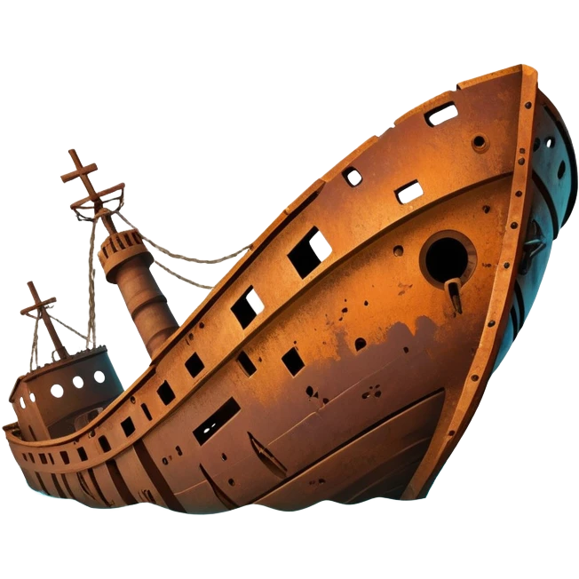 A shipwreck in two bow sunk submerged into the sea floor  emoji