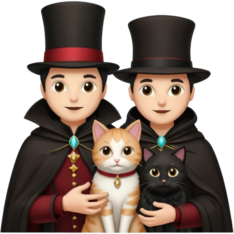 magician couple and their pet cat emoji