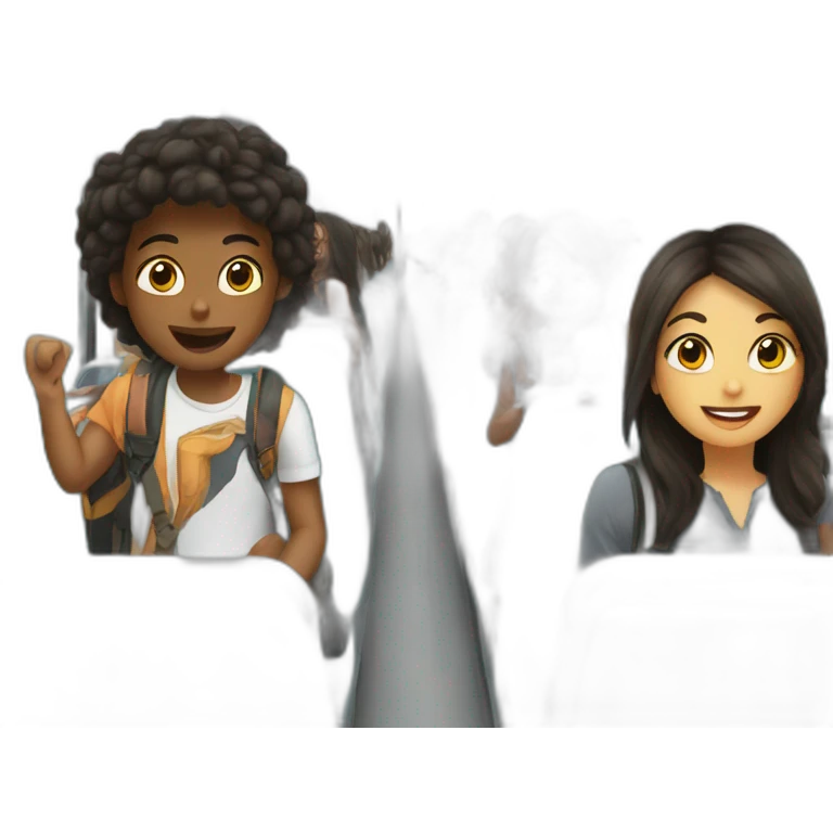 students riding the train emoji