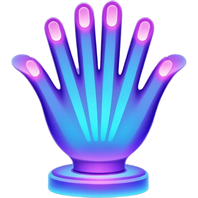 Futuristic glowing applause, purple and blue glow, dark background emoji