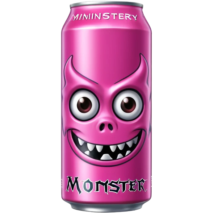 Pink monster energy drink with the logo of original monster company energy drink do not add the face in it just normal monster can  emoji