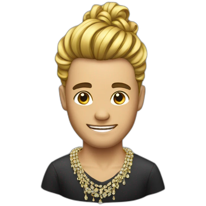 Homme bling avec un chignon emoji