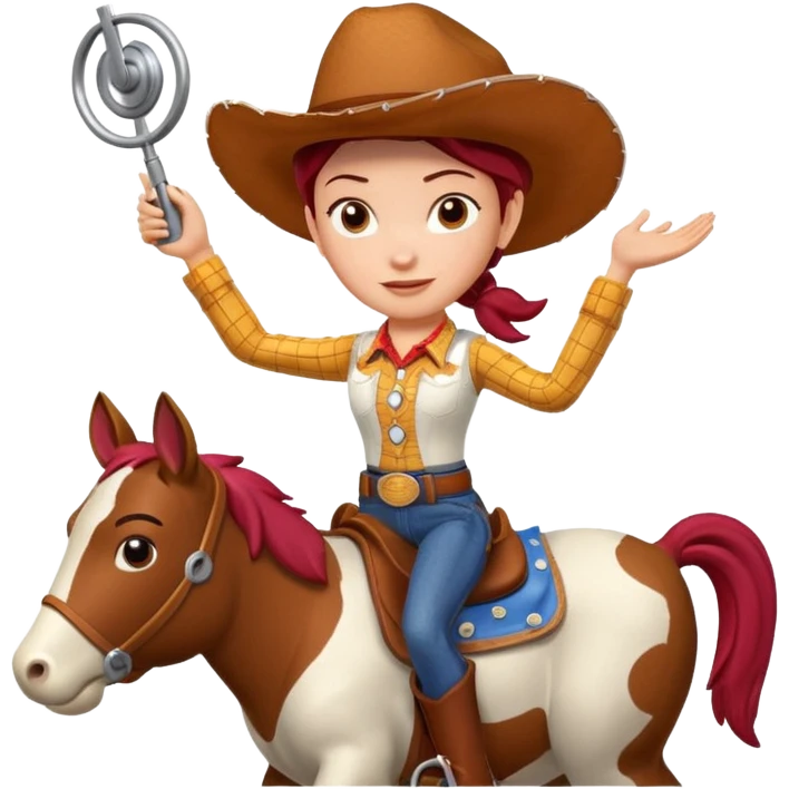 Jessie from Toy Story riding Bullsye emoji