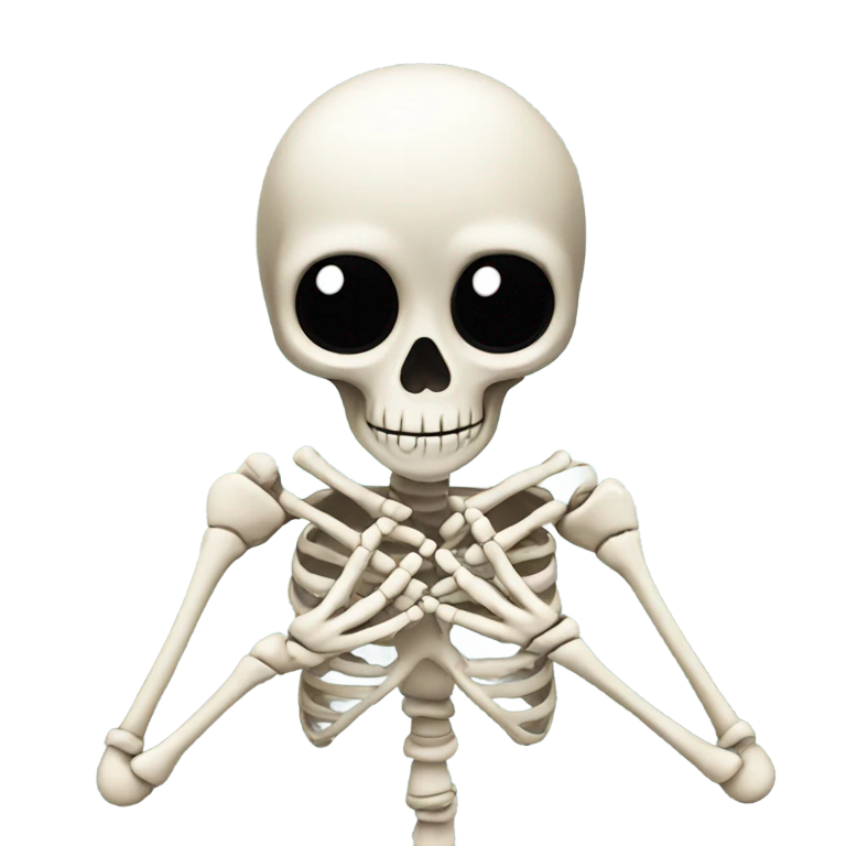 Skeleton making heart hands emoji