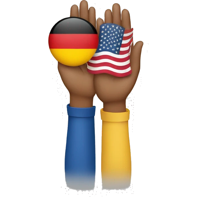 holding america and german flag in two hands emoji