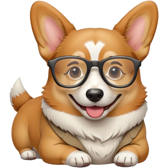 Corgi smiling with glasses on emoji