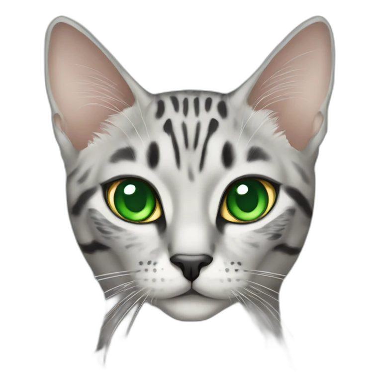 Egyptian Mau cat with green eyes emoji