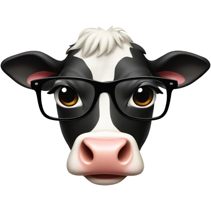 Cow with red lipstick and black cat glasses emoji
