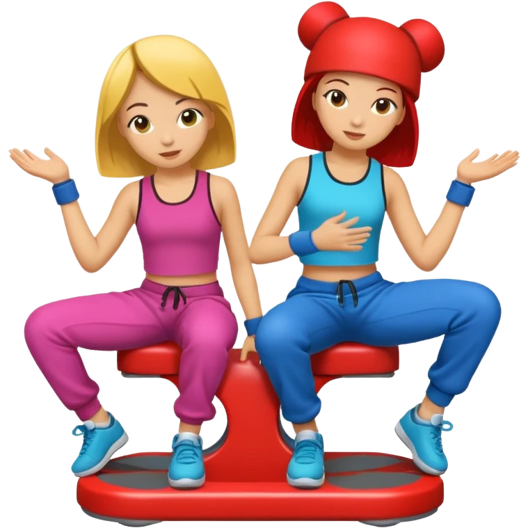 2 girls sitting in breakdance ride emoji