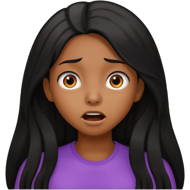 black long hair girl, surprised expression emoji
