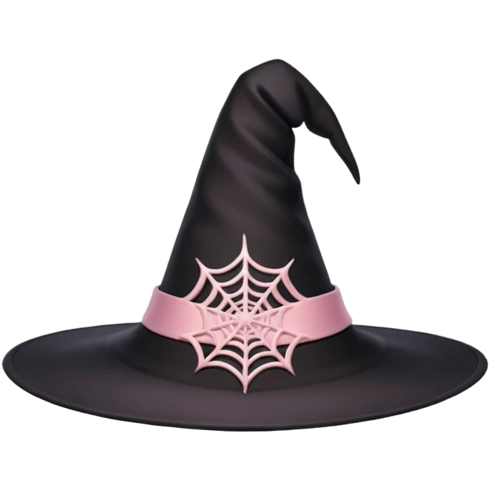Witch hat, spiderweb pattern, black and light pink emoji