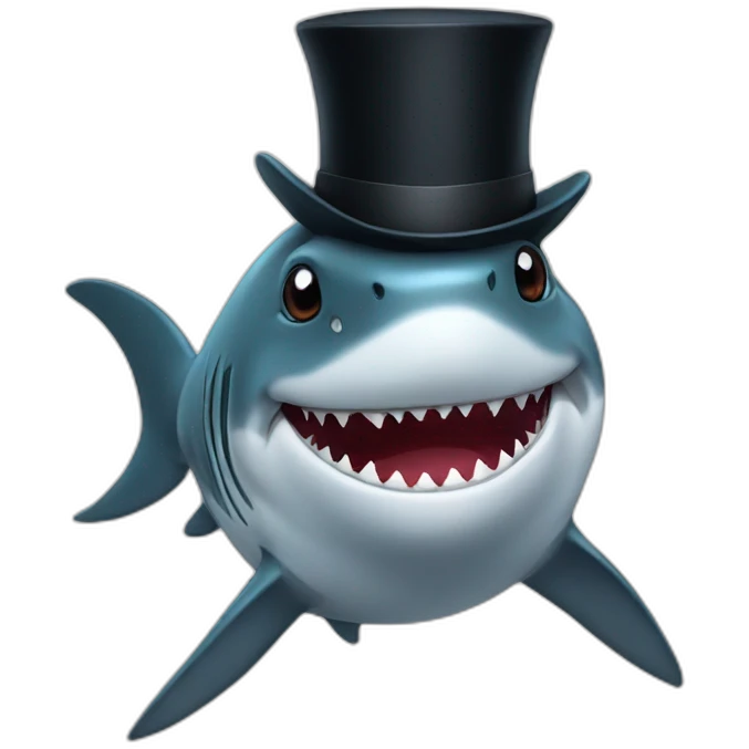 Shark with a top hat emoji