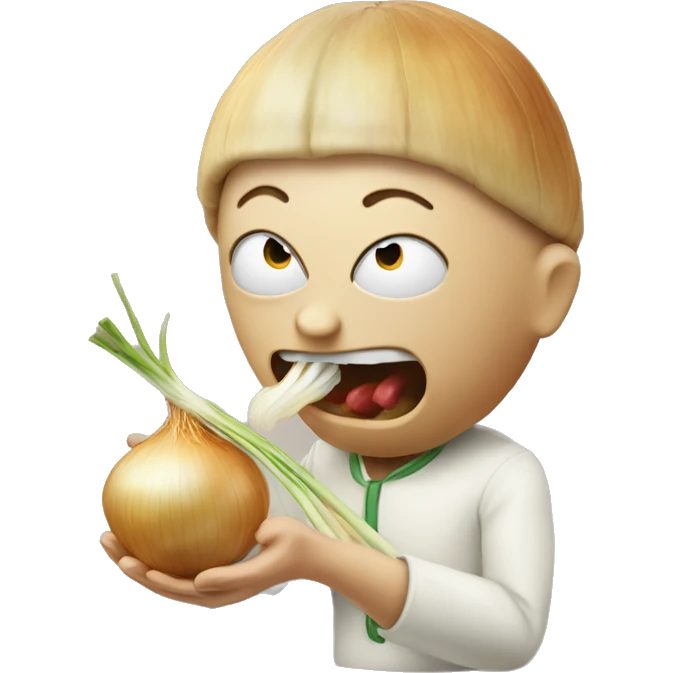 an onion person eating onions emoji