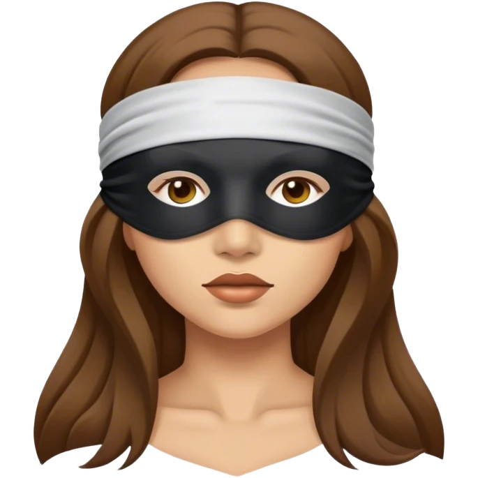Woman with Long Brown hair completely blindfolded emoji