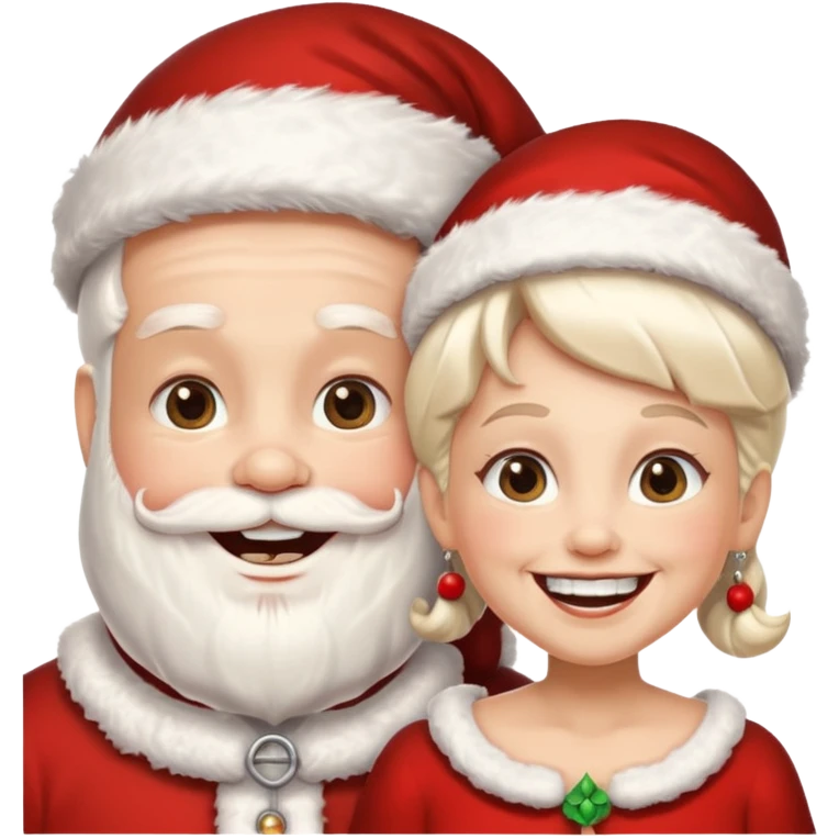 SANTA Y MAMA CLAUSE SONRIENDO CON ORTODONCIA EN DIENTES emoji