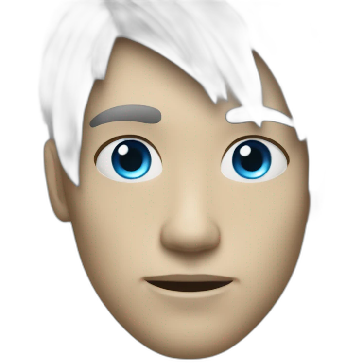 blue eyed black hair white man cyborg emoji