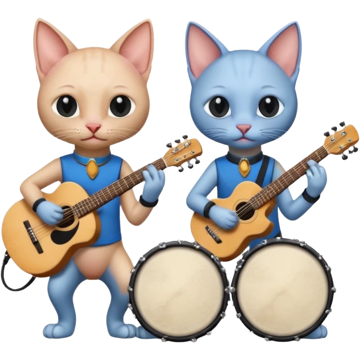 Hairless cats playing in band emoji