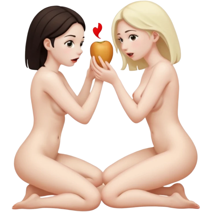 a girl, naked, getting her ass ate by another naked girl emoji