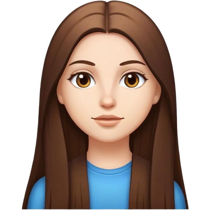White girl with long straight hair and The color of her hair Is brown emoji