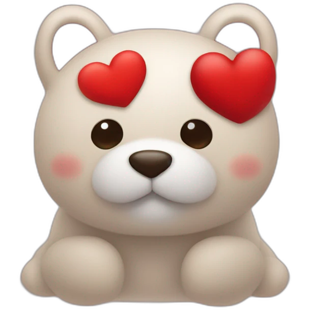 Un doudou qui fait un câlin à un cœur rouge  emoji