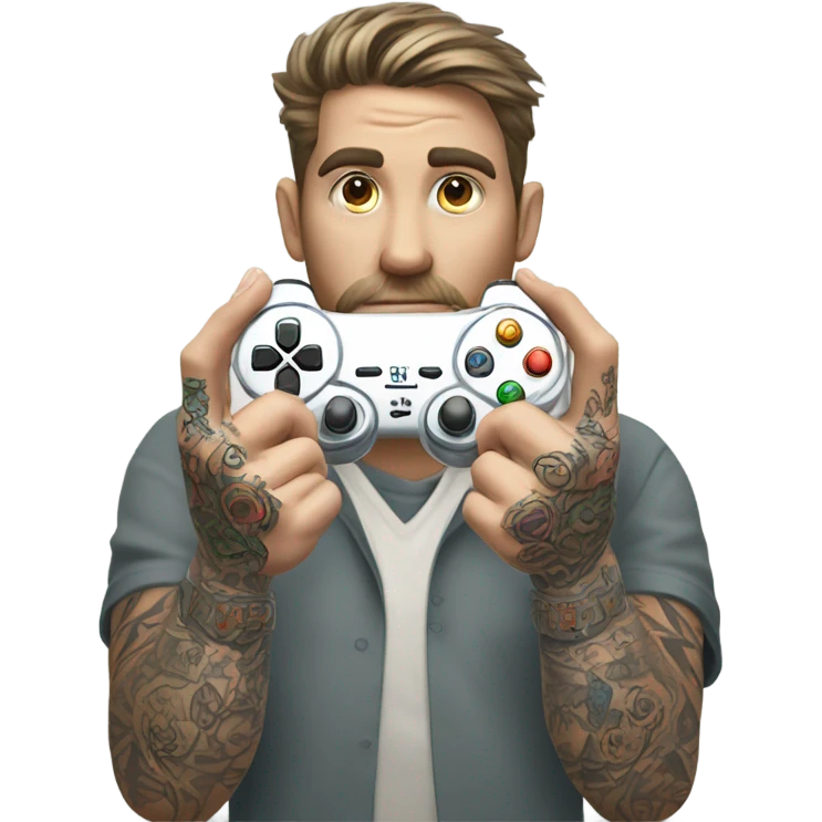 Gaming controller with tattooed hands emoji
