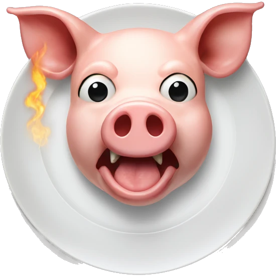 pig's head on a plate and a blowtorch emoji