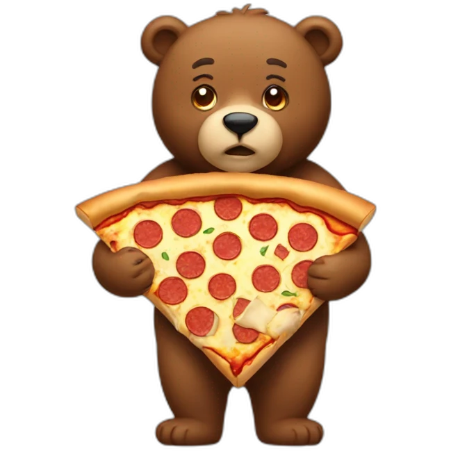 a brown bear is stream with a big pizza emoji