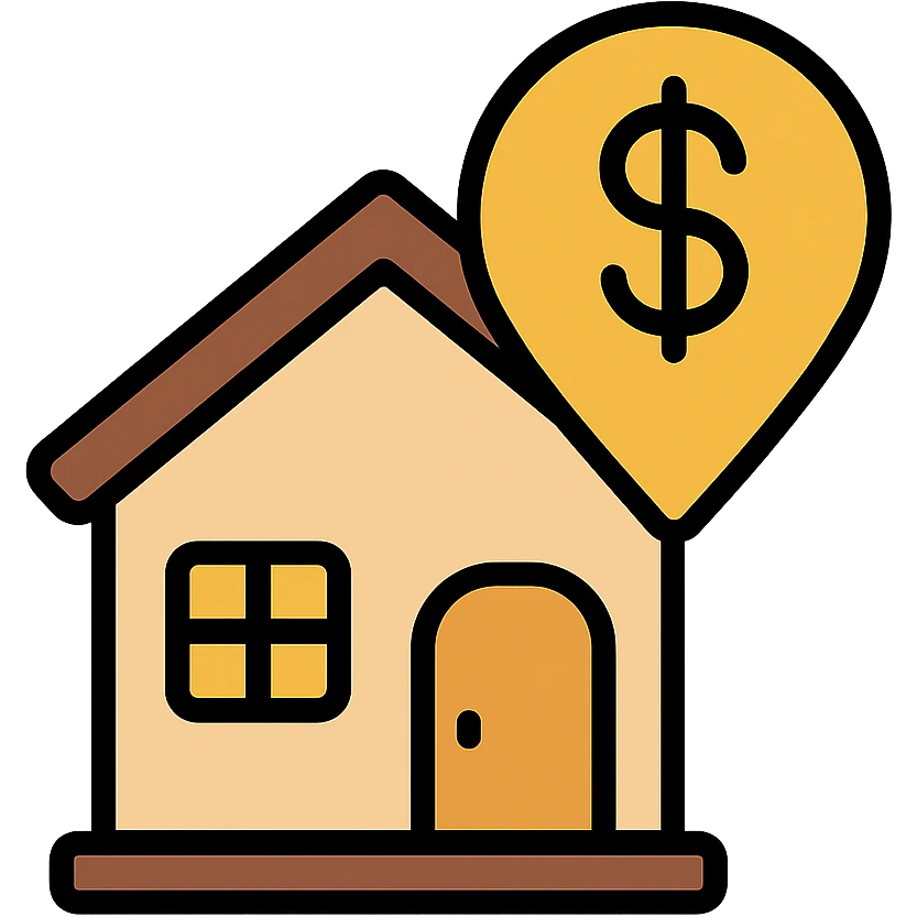 premium location icon, cozy elite house, warm beige and gold colors, premium, comfort, concise style emoji