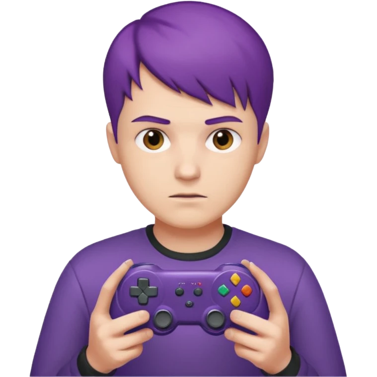 colored purple short male hair gamer game pad controller emoji