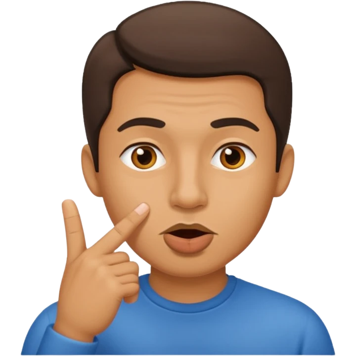 man showing shh to be quiet emoji
