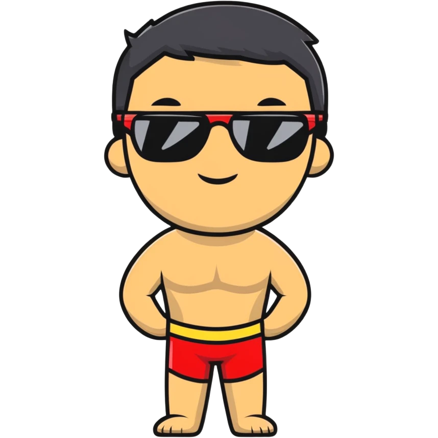 Tan Lifeguard with Black Hair and Sunglasses emoji