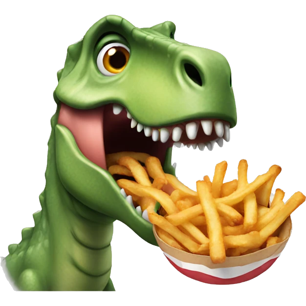 Dinosaur eating a fry emoji