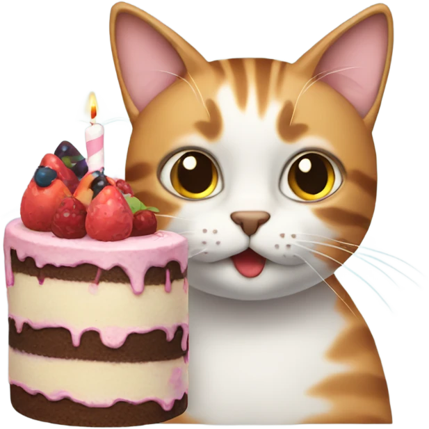 Cat with birthday cake  emoji