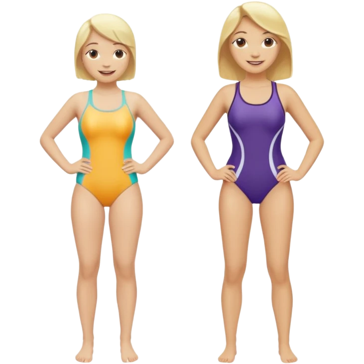 2 women light skin blonde hair with swinsuit fuul body emoji