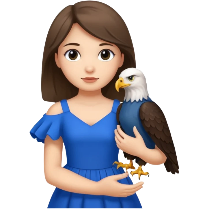A girl wearing a big blue dress with a eagle on her arm emoji