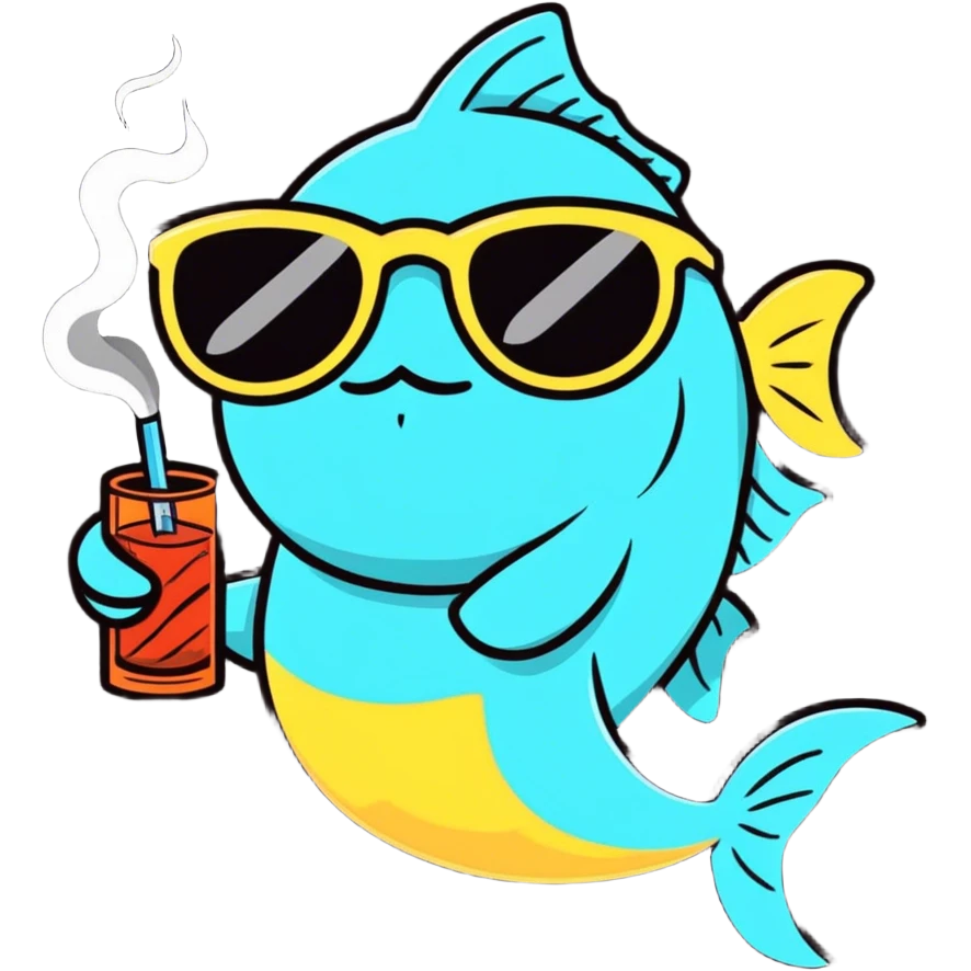 Fish smoking a blunt with sunglasses  emoji