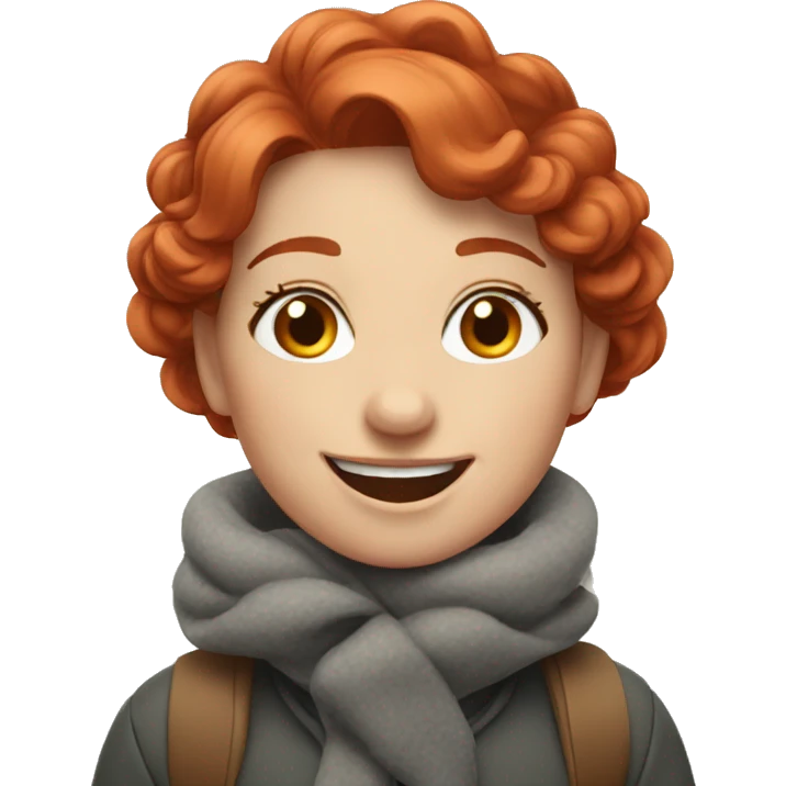 Red hair girl being happy in winter  emoji