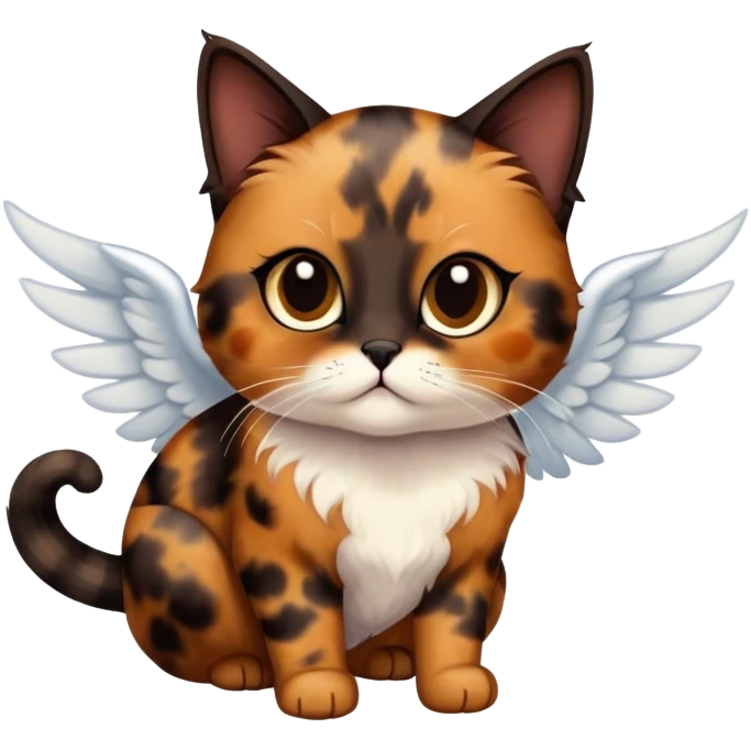 tortoiseshell mostly brown and black cat angel emoji