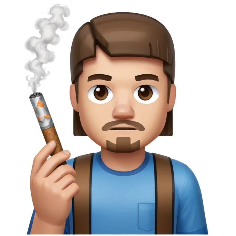 minecraft steve character holding and smoking a blunt, simple background emoji