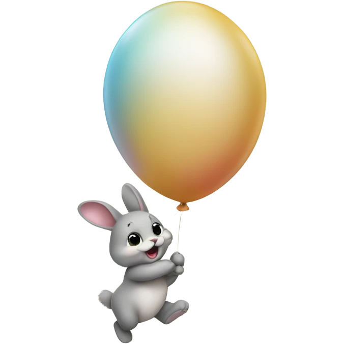 a baby bunny getting carried away by a balloon emoji
