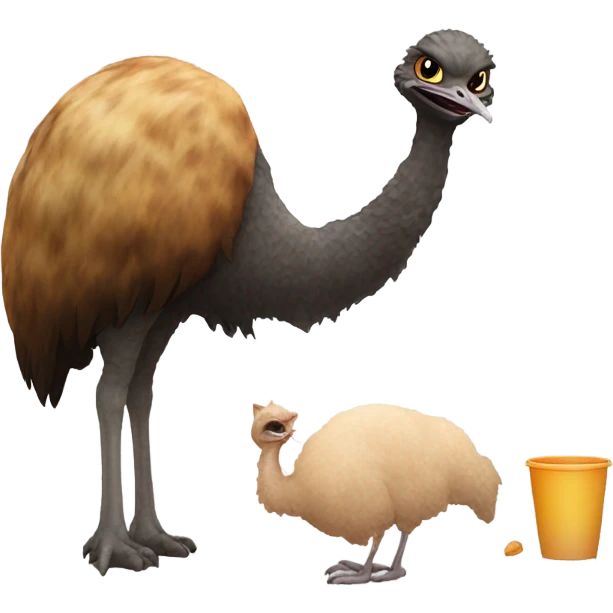 Torty cat feeding an ostrich  emoji