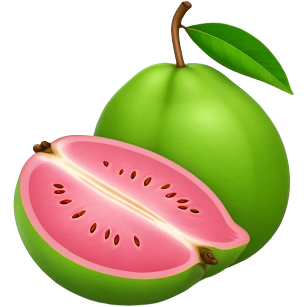 Fresh guava fruit with green exterior and pink interior emoji