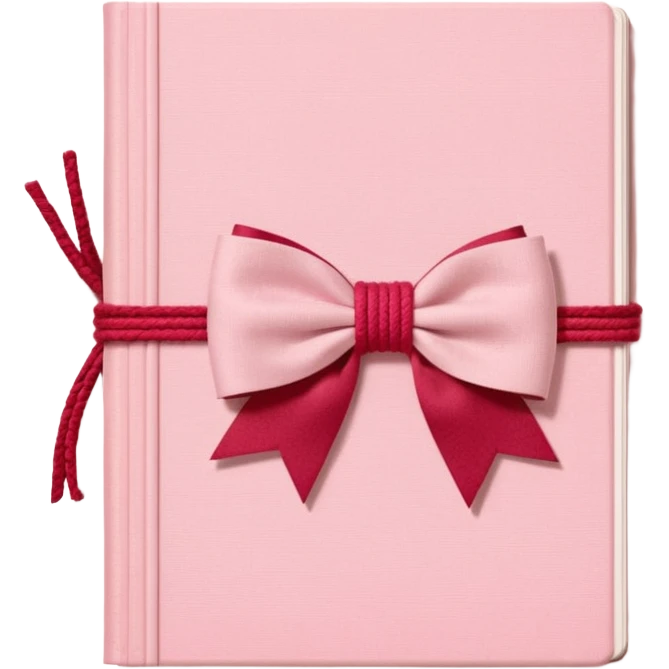 Junk journaling aesthetic book cover, tactile fabric textures, classic framing
Red yarn bow as focal point, soft shadows, calm pastel pink backdrop
Elegant, cozy, artistic, high-end print design emoji