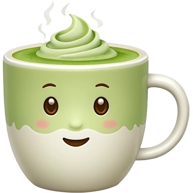 White background, matcha latte no  emoji