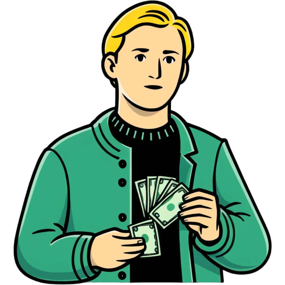 Nikolai Astrup, Norwegian politician, holding a pack of money in his hand emoji