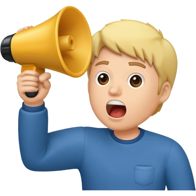  2nd pic yelling into megaphone held in right hand emoji