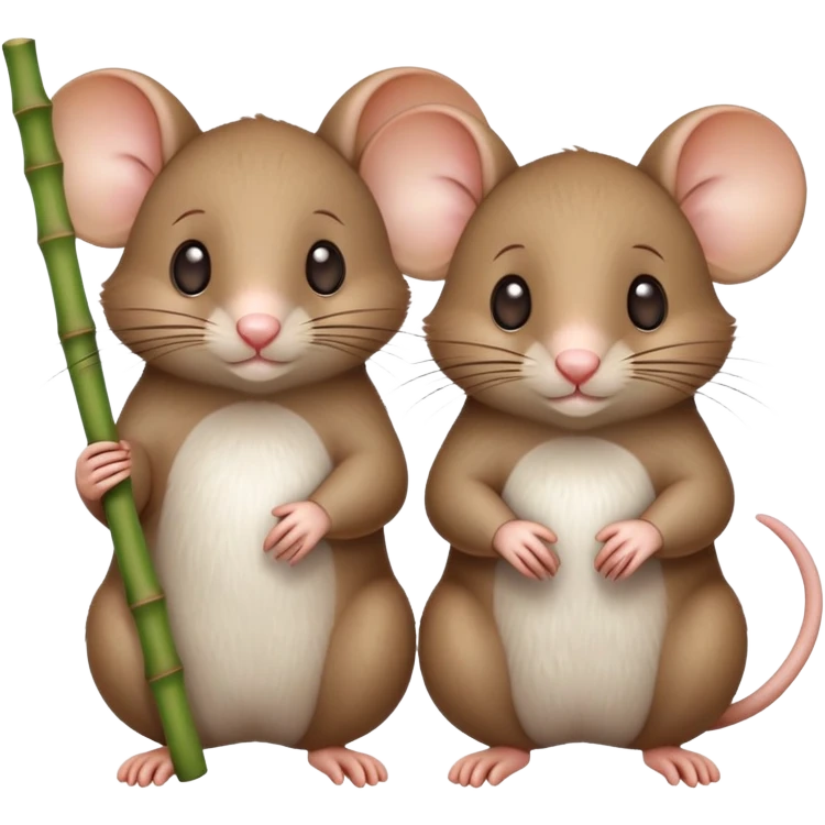 cute mice holding bamboo sticks emoji