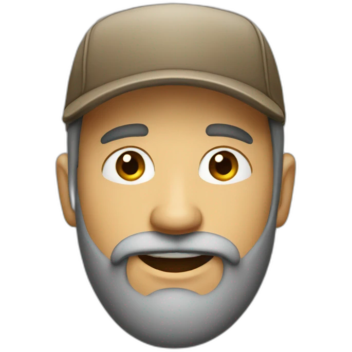 Man with beard on cap winking emoji