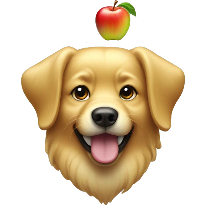 golden dog bitin an apple emoji